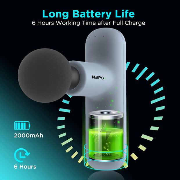 Mini Massage Gun, Powerful Fascial Gun Portable Deep Tissue Percussion Muscle Back Head Massager for Pain Relief with 4 Massage Heads High-Intensity Vibration Rechargeable Small Massage Gun