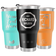 Personalized Tumbler with Engraved Name - Personalized Fathers Day Cup Gifts - Custom Stainless Steel 20 Oz Coffee Tumbler with Lid - Custom Birthday Gifts for Dad Husband