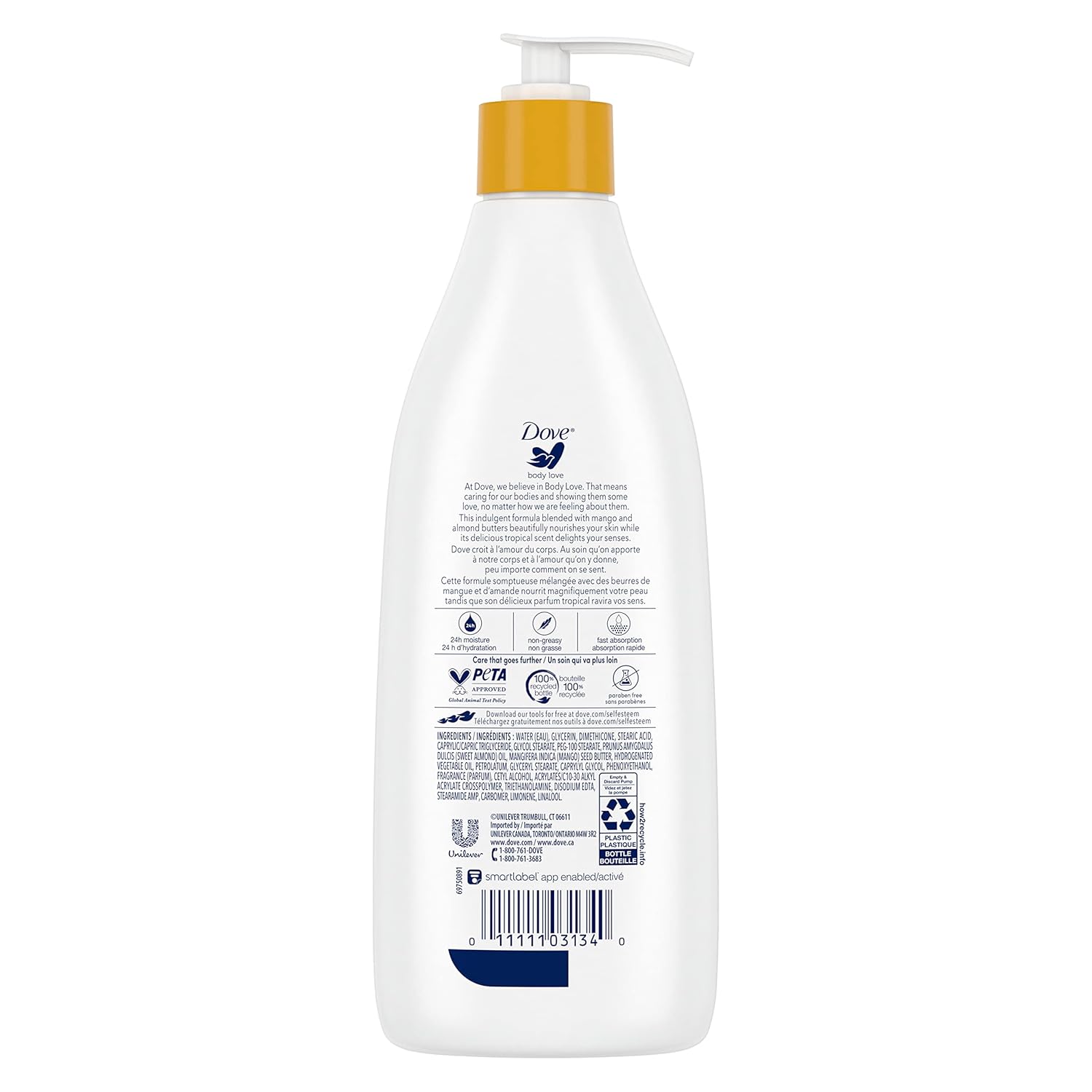 Dove Body Love Softening Body Lotion with Mango & Almond Pack of 3 For Touchably Soft Skin Butters Lotion for Dry Skin with Restoring Ceramide Serum 13.5 oz