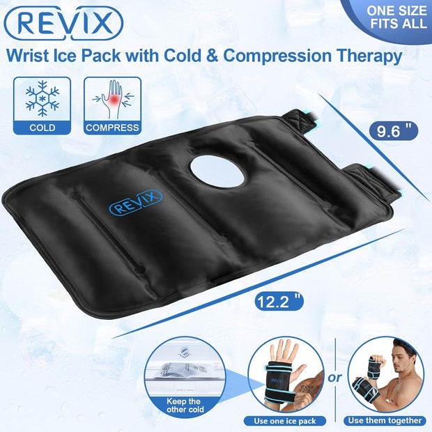 REVIX Wrist Ice Pack Wrap for Carpal Tunnel, Reusable Gel Ice Pack for Hand Relaxation, Cold Compress, Enhancing Comfort and Soothing Fatigue, 1Pack