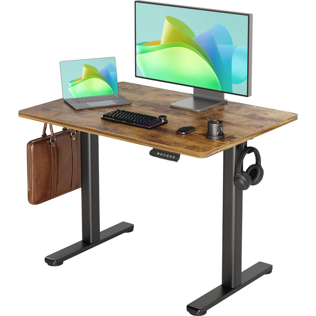INNOVAR Electric Standing Desk, Adjustable Height Stand up Desks, 48 x 24 Inches Sit Stand up Desk for Home Office Computing, 3-Preset Memory Height Ergonomic Rising Desks, Black