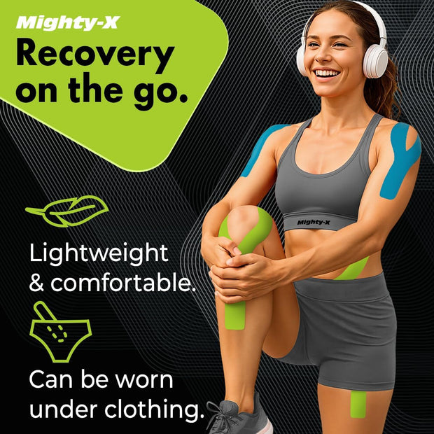 Waterproof Kinesiology Tape - 3 Rolls - Knee Support & Muscle Pain Relief - 16.4 ft Uncut Sports Kinetic Tape for Joint Stability - 50 Instructional Videos