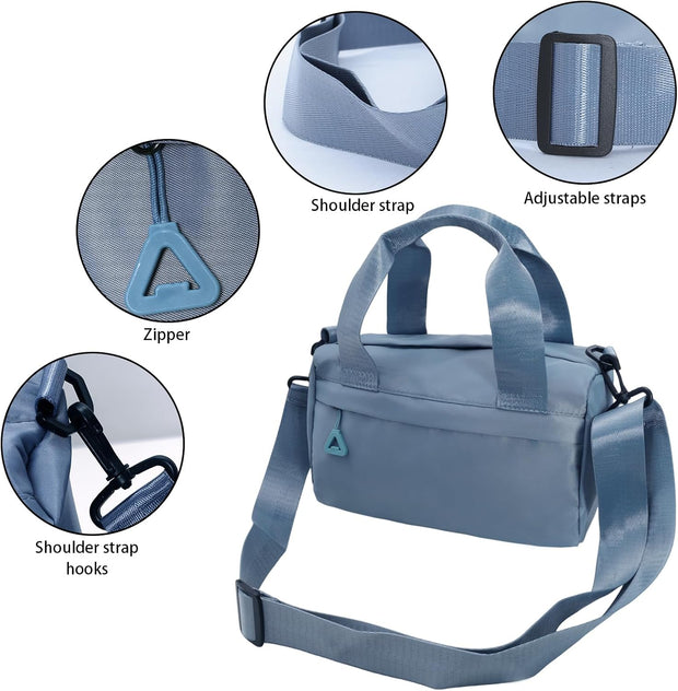 Mini Black Gym Bag Sport Bag Adjustable Small Duffle Bag Detachable Strap Gym Tote For Women Small Duffle Bag (Blue)