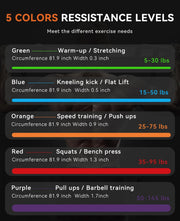 SUNPOW Pull Up Assistance Bands - Set of 5 Resistance Heavy Duty Workout Exercise Stretch Fitness Bands Assist Set for Body, Instruction Guide and Carry Bag Included