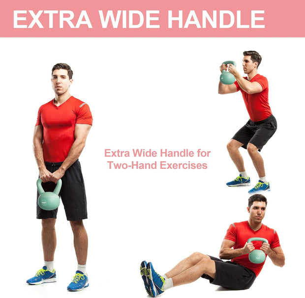 RUNWE Soft Kettlebell - Weight Options for 25, 20, 15, 10 and 5 LB Strength Training Kettlebells Weight Iron Sand Filled Shock-Proof Hand Weights for Women Men or Children