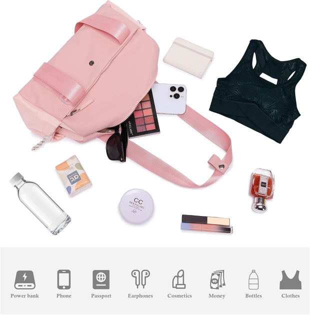 Small Gym Bag For Women Mini Gym Duffle Bag with Wet Compartment Waterproof Sports（Pink Small）