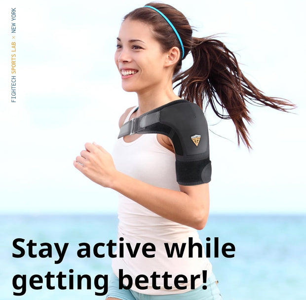 Shoulder Brace - Support & Injury Prevention Brace- Joint Pain Releaser- Shoulder Compression Wrap Strap - Adjustable Injury Accessories for Shoulders - Premium Quality Strap by FIGHTECH (Pink, L-XL)