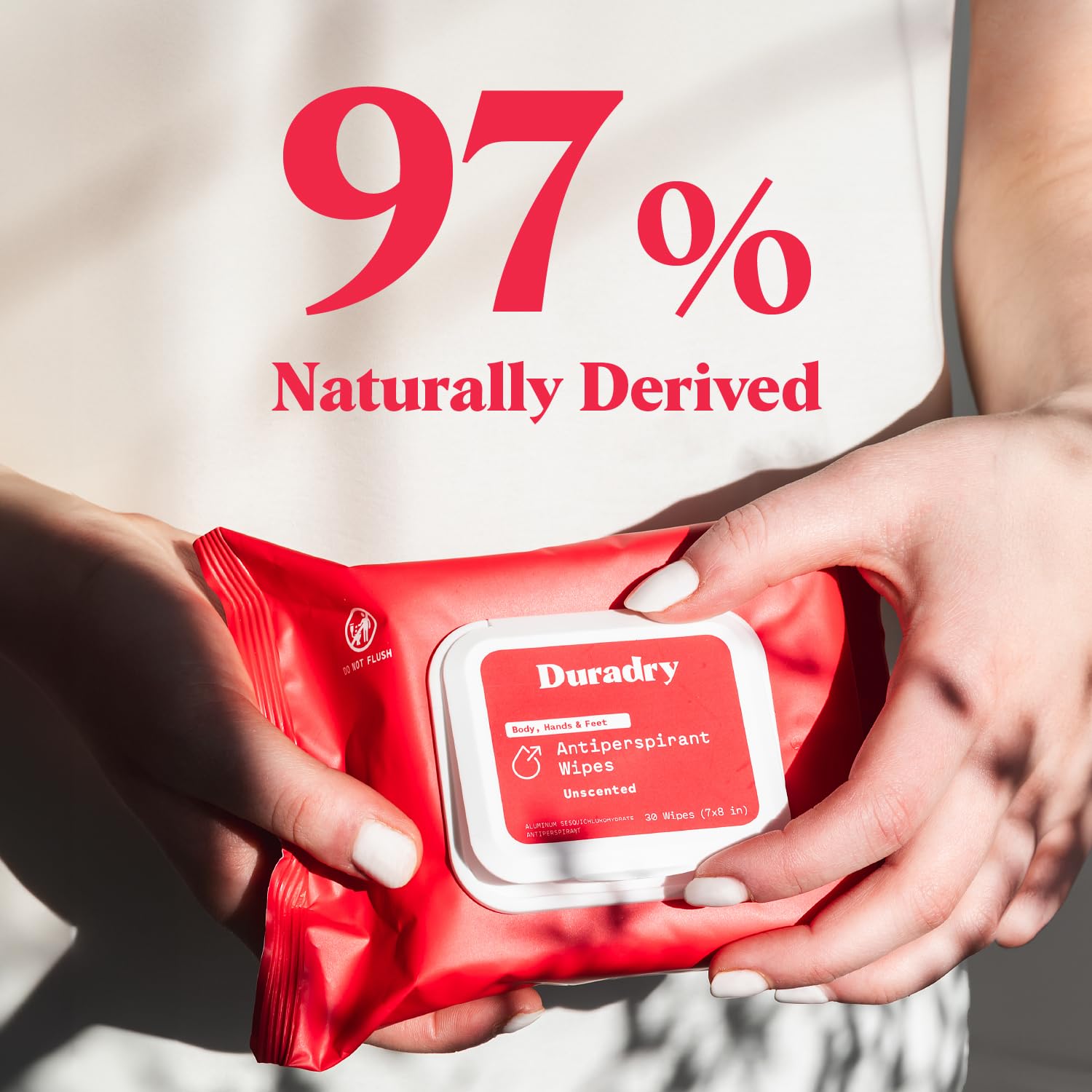 Whole Body Antiperspirant Wipes - Anti-Sweat Wipes for Body, Hands and Feet, Neutralizes Odor and Excessive Sweating, Quick-Drying and Travel-Friendly - Unscented, Pack of 1