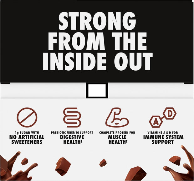 Oikos Protein Shake, Chocolate, 30g High Protein Drinks, Shelf Stable, Ready to Drink, 5g Prebiotic Fiber, 12 fl oz Bottle, 12 Count​