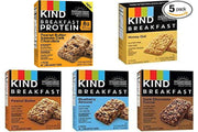 Kind Breakfast Bars New Variety 5 Pack. 1 Box of each: Dark Chocolate, Honey Oat, Peanut Butter, Almond Butter. Total of 40 Bars