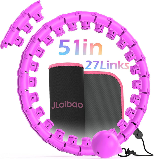 Weighted Hula Circle for Adults Weight Loss, Infinity Fitness Hoop Plus Size 51 Inch with Sweat Belt, Include 27 Detachable Links and Waist Trainer for Women