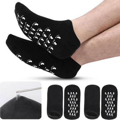 11" Large Silicone Moisturizing Socks for Men - 2 Pairs Soft Foot Care Socks - Feet Moisturizing Socks for Dry Cracked Feet (Size L)