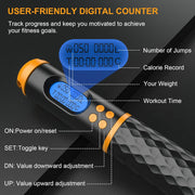 Smart Jump Rope, Multifun Speed Skipping Rope with Weight/Lap/Time/Calorie Counter Adjustable Digital Counting Jump Ropes for Home Gym, Cordless Jumping Rope for Men Women Kids