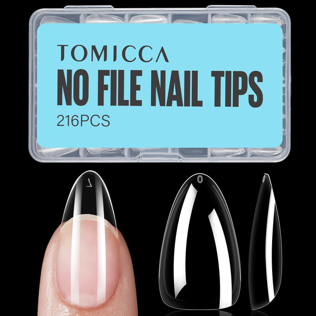 TOMICCA Short Coffin Nail Tips, 240Pcs Acrylic Half Cover Nail Tips Coffin, No C Curve Full Matte Gel Nail Tips Short, Nail Extension Tips for Beginner and Professional 12 Sizes