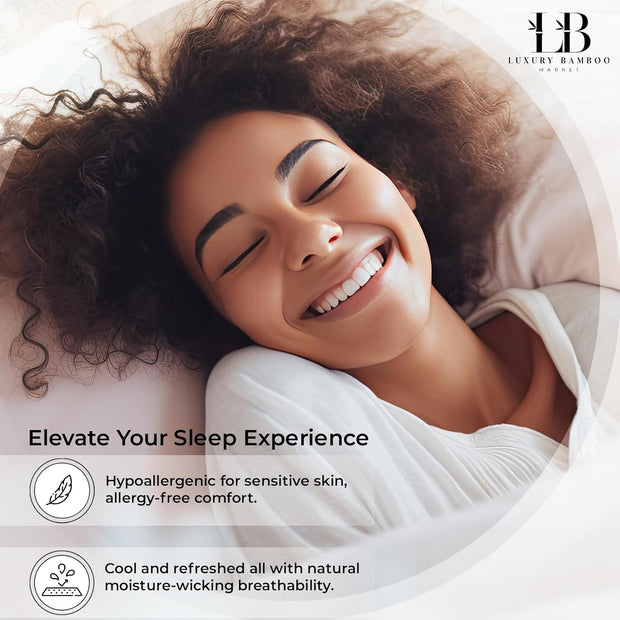 Luxury Bamboo Market | Queen Size Bed Sheet Set | 100% Viscose Made from Bamboo | Organically Grown | Ultra Soft | Cooling Sheets for Hot Sleepers | 17" Deep Pocket [Dune]