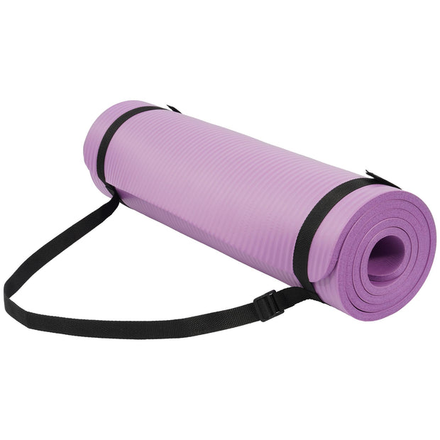 Yoga Mat, 1/2-Inch Extra Thick High Density Exercise Mat, Anti-Tear Exercise Yoga Mat with Carrying Strap, Suitable for Various Yoga Exercises