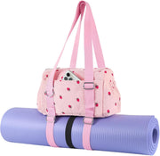 Mini Gym Bag For Women, Strawberry Print Gym Bags With Yoga Mat Holder, Cute Travel Weekender Overnight Duffle Bag For Girls Birthday Gifts, Not Yoga Mat