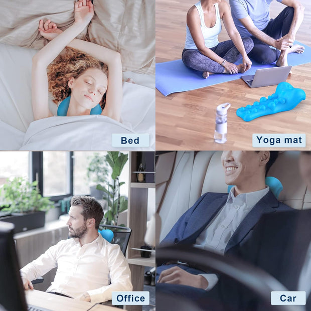 Neck and Shoulder Relaxer with Upper Back Massage Point, Cervical Traction Device Neck Stretcher for TMJ Pain Relief and Cervical Spine Alignment Chiropractic Pillow (Grey)
