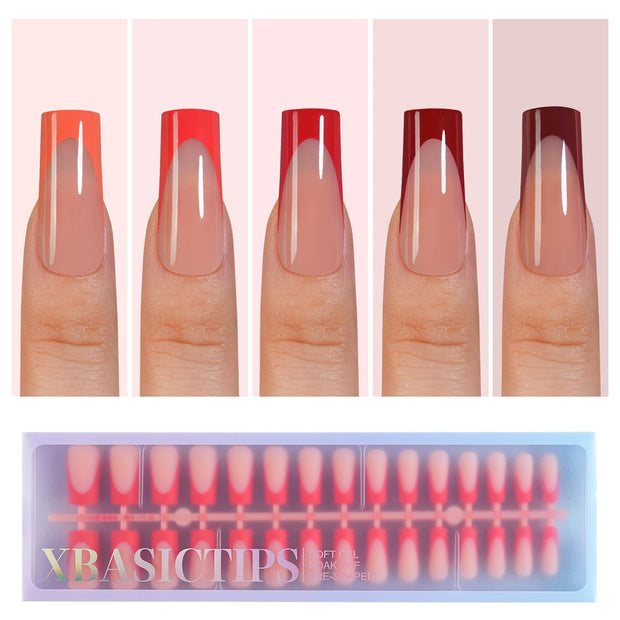 Misssix XBASICTIPS French Tip Press On Nails, 150 Pcs Short Square French Gel Nail Tips, Soft Gel Pre-shaped No File Need Fake Nails for Nail Art DIY Extension Designs, 15 Sizes