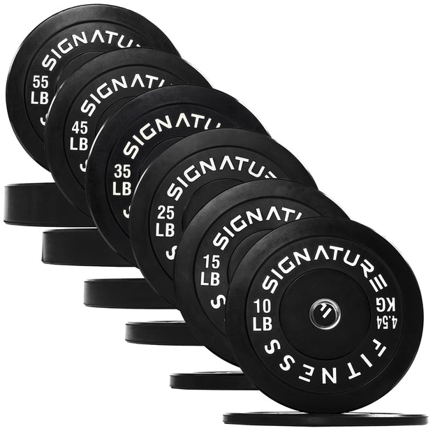Olympic Barbell 2-Inch Rubber Bumper Plate Weight Set for Strength Training, Multiple Options