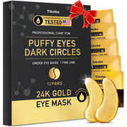 Under Eye Patches (24 Pairs) - 24K Gold Eye Masks Enriched with Abundant Collagen | Diminish Dark Circles and Puffiness | Anti-Aging, Smooth Fine Line, Nourish Skin - Gifts for Women Skin Care