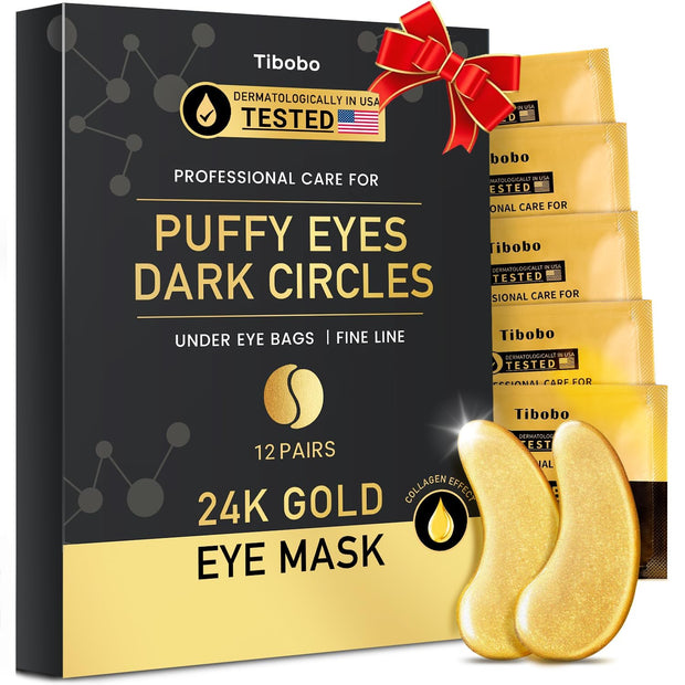 Under Eye Patches (24 Pairs) - 24K Gold Eye Masks Enriched with Abundant Collagen | Diminish Dark Circles and Puffiness | Anti-Aging, Smooth Fine Line, Nourish Skin - Gifts for Women Skin Care