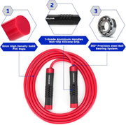 Weighted Rope - 1LB Heavy Jump Rope for Men Women Fitness Workouts, Non-Slip Aluminum Handles, Premium Skipping Rope for Exercise, Adjustable Length 9MM Solid PVC/Cotton Rope