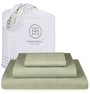 Threadmill Luxury 100% Cotton King Size Sheets Set- 800 Thread Count Jacquard Celine Hotel White, Better Than Egyptian Cotton,4 Pc Striped Bed Set, Damask Bed Sheets with 16" Deep Pocket