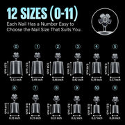 TOMICCA Short Coffin Nail Tips, 240Pcs Acrylic Half Cover Nail Tips Coffin, No C Curve Full Matte Gel Nail Tips Short, Nail Extension Tips for Beginner and Professional 12 Sizes