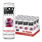 Lucky Energy Sugar Free Energy Drinks 16 Fl Oz Cans (12-Pack) Orange Drizzle with Maca, Ginseng, Taurine, Beta-Alanine, 200mg Caffeine