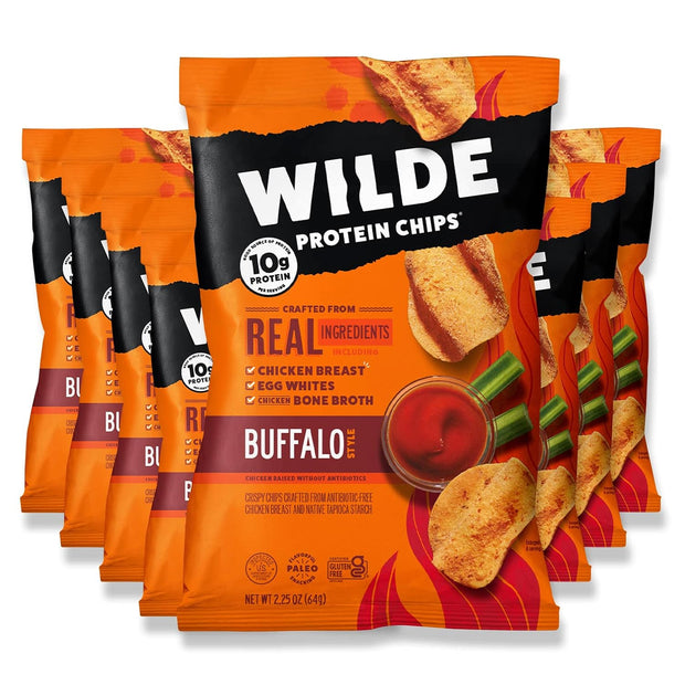 WILDE Buffalo Protein Chips, Thin and Crispy, High Protein, Keto Friendly, Made with Real Ingredients, 2.25oz Bags (Pack of 8)…