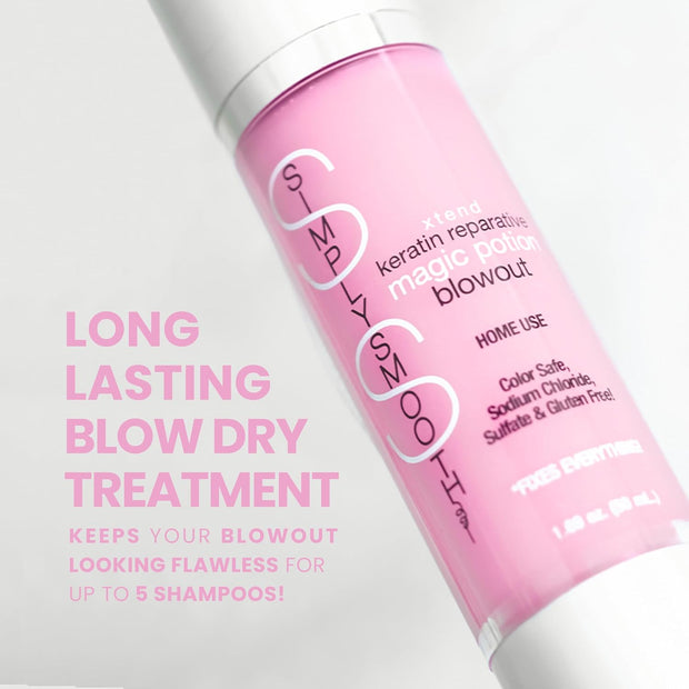 SIMPLY SMOOTH Magic Potion Blowout Serum – Keratin-Infused, Heat-Activated Styling Serum for Frizz-Free, Bouncy Blowouts | Adds Volume, Shine, and 450°F Heat Protection (1.69 oz)