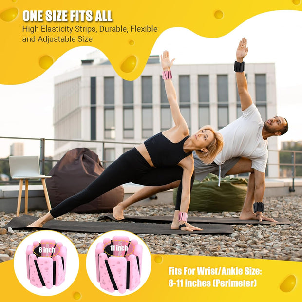 Wrist Ankle Weights Bangles 4lb/2lb for Women, Adjustable Silicone Pilates Weights Bracelet, Heavy Duty Fasteners Wearable Arm & Leg Weights for Yoga, Pilates, Barre, Walking and Gym (Set of 2)