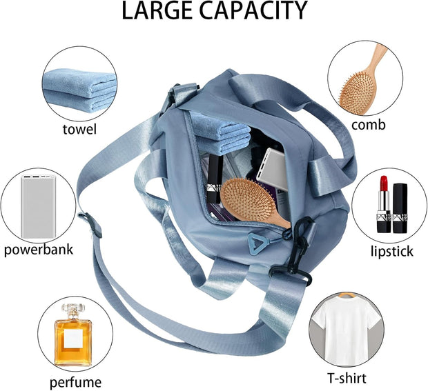 Mini Black Gym Bag Sport Bag Adjustable Small Duffle Bag Detachable Strap Gym Tote For Women Small Duffle Bag (Blue)