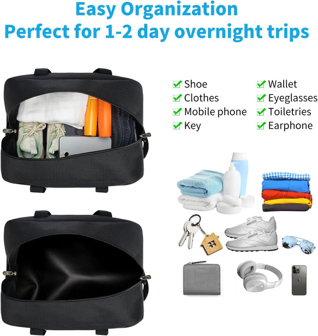 Small Gym Bag 14 inch lightweight Carry On Mini Duffel Bag for Travel Sport - Black