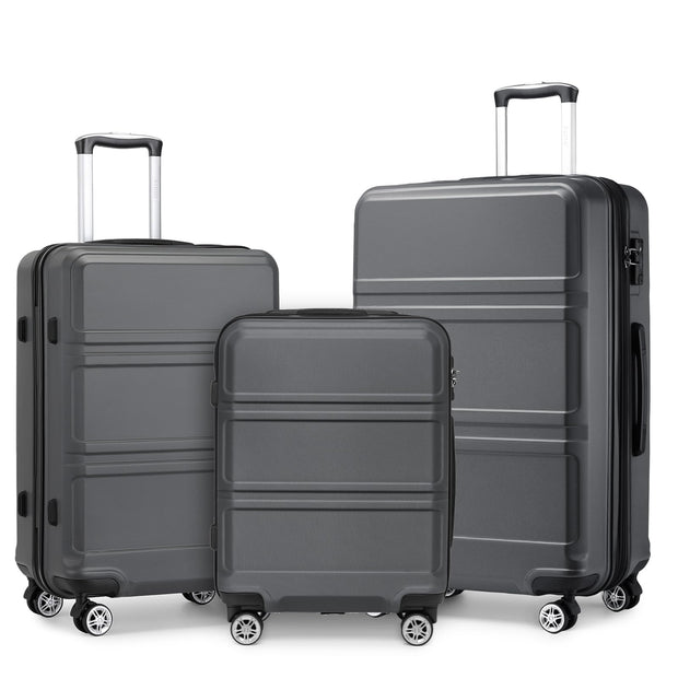 Kono 3 Piece Luggage Sets Expandable(only 28") Lightweight with Spinner Wheels TSA Lock Hardside Travel Rolling Suitcases 20in 24in 28in Carry on Pink