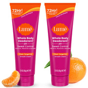 Lume Whole Body Deodorant Plus Sweat Control - Smooth Cream Tube - 72 Hour Odor And Sweat Control - Baking Soda Free, Skin Loving - 3.0 ounce (Pack of 2) (Soft Powder)