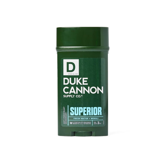 Duke Cannon Anti-Perspirant Deodorant, Superior - Fresh Water & Neroli Scent, Aloe, Vitamin E & Activated Charcoal, Paraben & Phthalate Free, 3 oz.