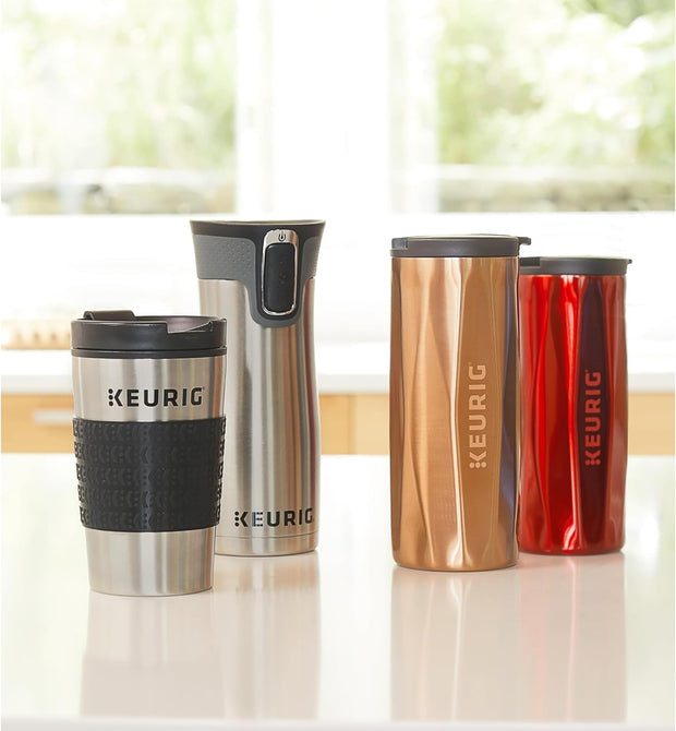Keurig Stainless Steel Insulated Coffee Travel Mug, Fits Under Any Keurig K-Cup Pod Coffee Maker, 12 Oz, Stainless Steel