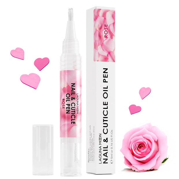Lagunamoon Cuticle Oil Pen for Nail Nail Oil for Nail Care & Nail Growth - Nourish, Soothe & Moisturize Damaged Nails - Rose, 5 ml