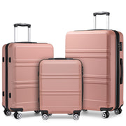 Kono 3 Piece Luggage Sets Expandable(only 28") Lightweight with Spinner Wheels TSA Lock Hardside Travel Rolling Suitcases 20in 24in 28in Carry on Pink
