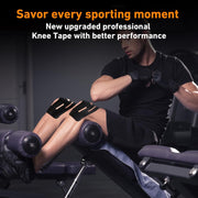 PreCut Kinesiology Tape for Knees, 12PCS Upgraded Waterproof KTQUICK Knee Tape for Knee Pain Relief Pre Cut, Original Cotton Athletic Knee Tape, Waterproof&Hypoallergenic Latex-Free for Sports (Black)