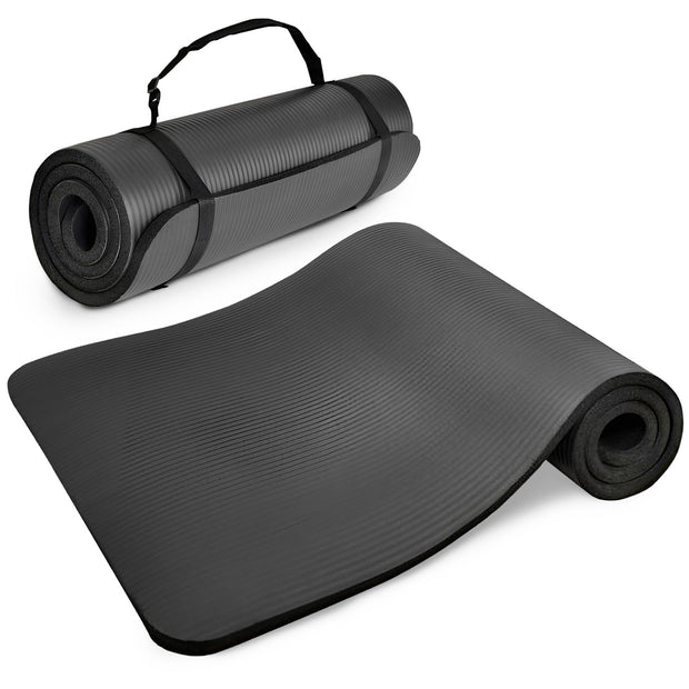 Yoga Mat 1-Inch Extra Thick High-Density Exercise Mat with Non-Slip Surface & Carry Strap for Men & Women Tear-Resistant Pilates Workout Mat for Home Gym, Floor Fitness