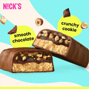Nick's Protein Bars Crispy Cookie Chocolate, High Protein, Low Calories, Low Carb, Keto Friendly Snacks No Added Sugar (Multipack 12 bars x 50g), Crispy Cookie flavor