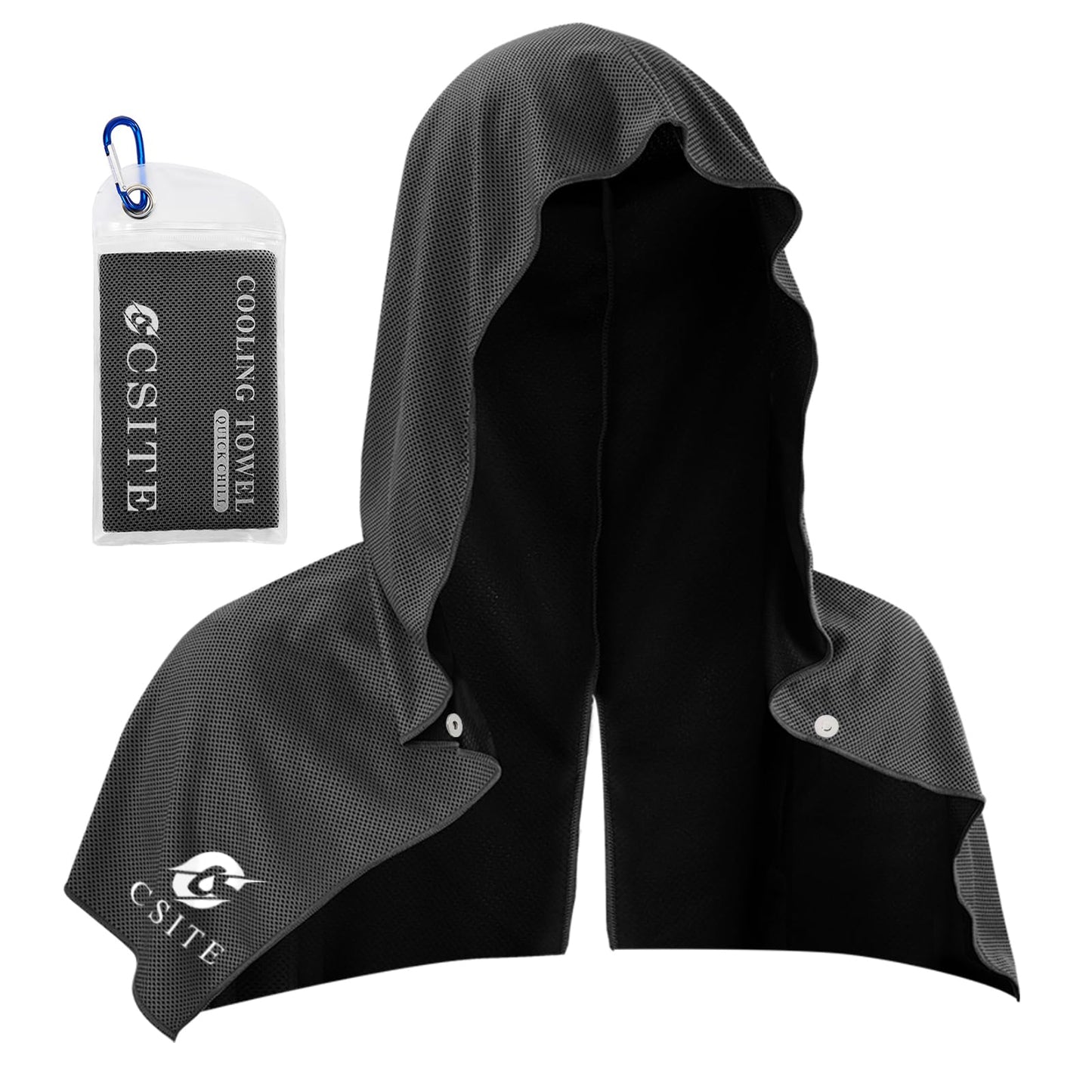 2 Pack Cooling Hoodie Towels, Instant Cooling Towels for Neck and Face, UPF 50 Sun Protection, Ice Towel for Hot Weather, Head Towel for Sports, Camping, Cycling & More Activities