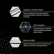 Olympic Training Barbell (6FT) (15 Pound Weight) (300 LBS Capacity), Home Gym Fitness Equipment, Strength Training Workout Bar, Weight bar for Squats, Deadlift, Weightlifting, Bench Press