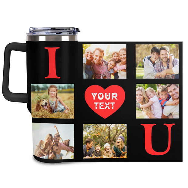 Personalized Tumbler Custom Vacuum Insulated Travel Mug Customizable Coffee Cup with Your Photos and Text Christmas Birthday Gift