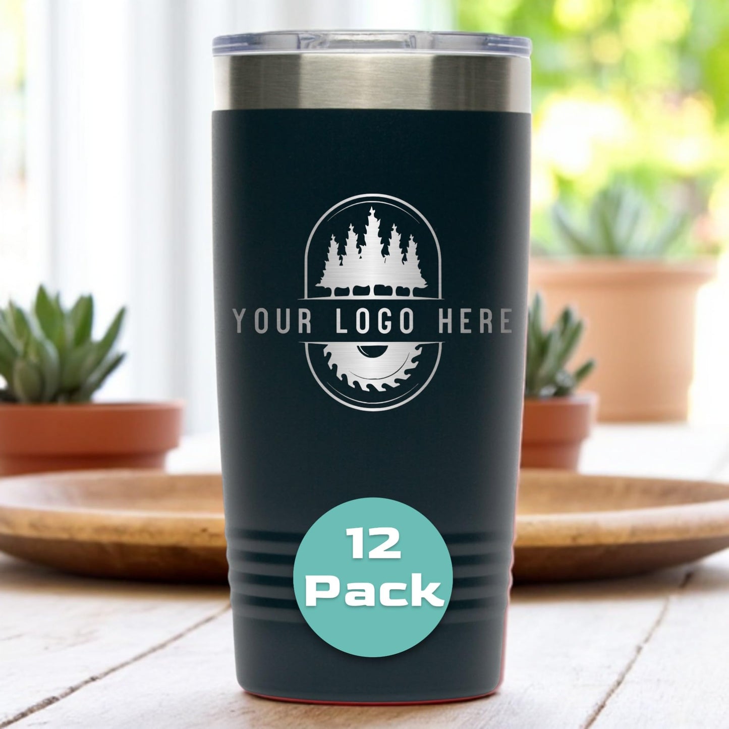 20oz Stainless Steel Tumbler - Upload Your Logo, Custom Engraved, Double Wall Vacuum Insulated Travel Mug, Ideal for Corporate Gifts, Events, and Sports Teams