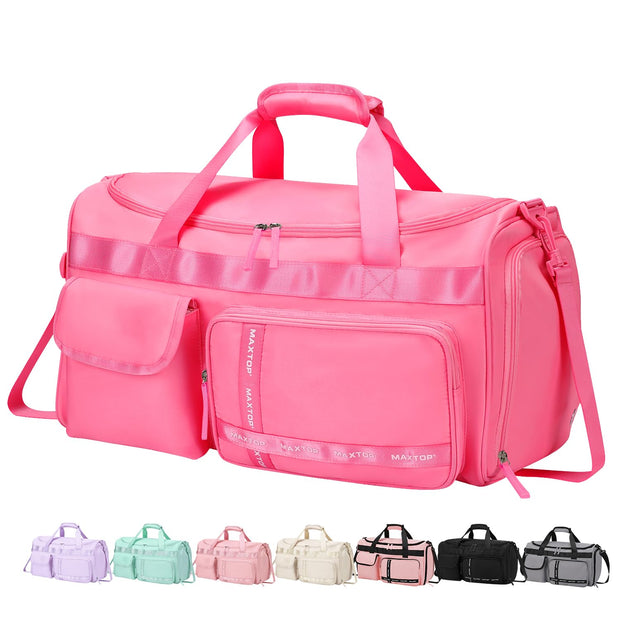 MAXTOP Gym Bag for Women Men Travel Duffle Bag Large Capacity Carry On Weekender Overnight Bag With Shoe Compartment Gym Tote Dry Wet Separation Duffel Bag for Travel