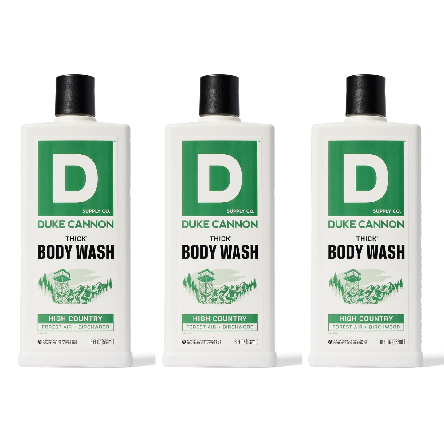 Duke Cannon Thick High Viscosity Body Wash - Sawtooth, Alpine Air and Cedarwood Scent, 17.5 oz (Pack of 3)